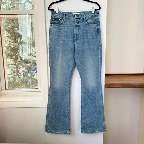 New MOTHER Superior The Weekender Slice Flare Jeans Medium Blue 33 - Picture 16 of 17